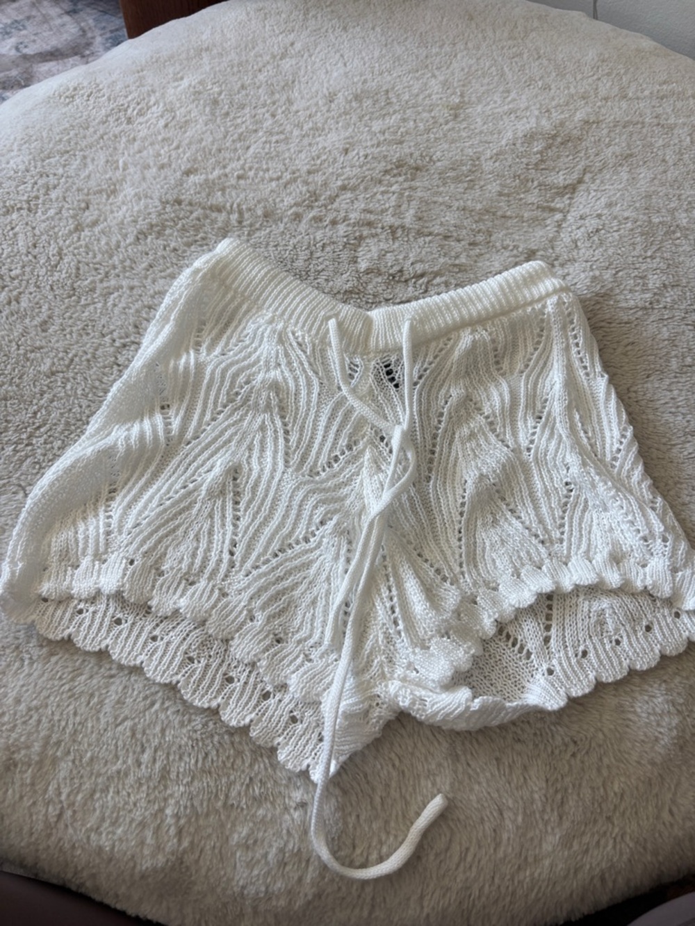 SHEIN White Crochet Knit Swim Coverup Shorts